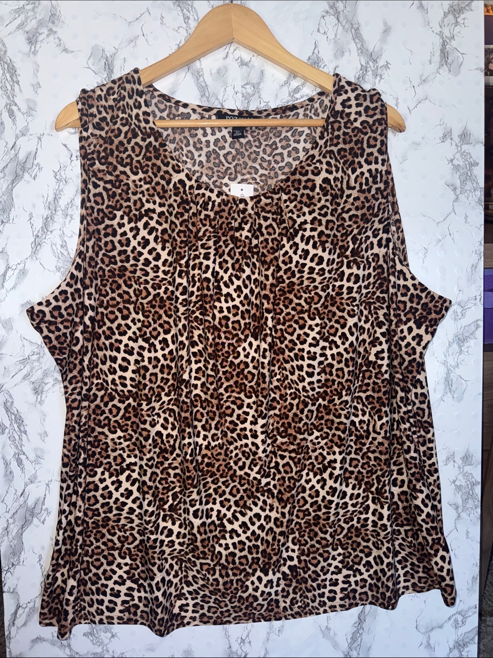Roz & Ali (Dress Barn) Tank Top Brown Black Leopard Print Size 3X